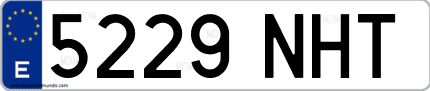 Ejemplo de matrícula de coche ordinaria 5229 NHT