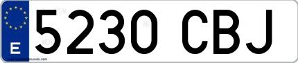 Ejemplo de matrícula española 5230 CBJ