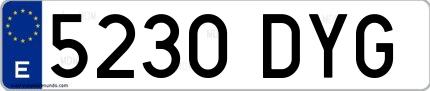 Ejemplo de matrícula española 5230 DYG