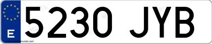 Ejemplo de matrícula española 5230 JYB