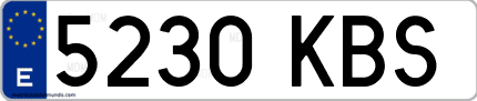 Ejemplo de matrícula de coche ordinaria 5230 KBS