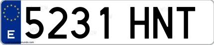 Ejemplo de matrícula española 5231 HNT