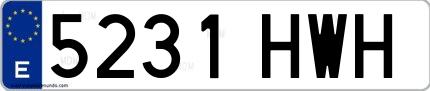 Ejemplo de matrícula española 5231 HWH