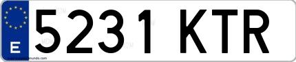 Ejemplo de matrícula española 5231 KTR