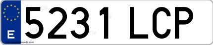 Ejemplo de matrícula española 5231 LCP