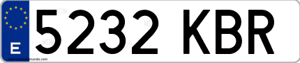 Ejemplo de matrícula de coche ordinaria 5232 KBR