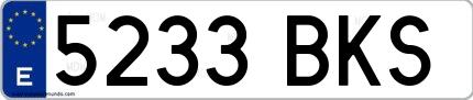 Ejemplo de matrícula española 5233 BKS