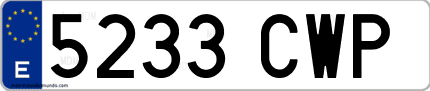 Ejemplo de matrícula de coche ordinaria 5233 CWP