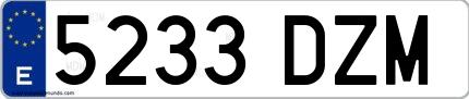 Ejemplo de matrícula española 5233 DZM
