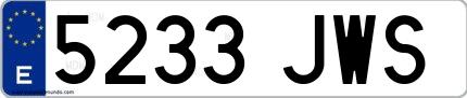 Ejemplo de matrícula española 5233 JWS