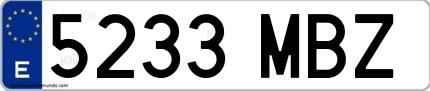 Ejemplo de matrícula española 5233 MBZ