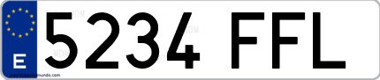 Ejemplo de matrícula de coche ordinaria 5234 FFL