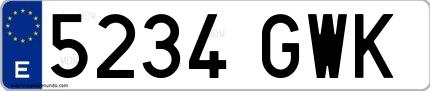 Ejemplo de matrícula española 5234 GWK
