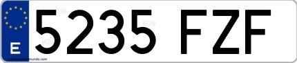 Ejemplo de matrícula española 5235 FZF