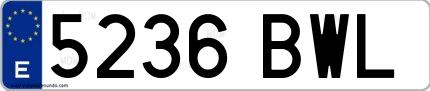 Ejemplo de matrícula española 5236 BWL