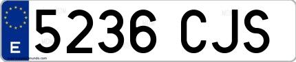 Ejemplo de matrícula española 5236 CJS