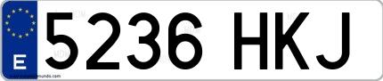 Ejemplo de matrícula española 5236 HKJ