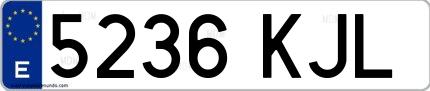 Ejemplo de matrícula española 5236 KJL