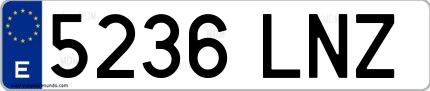 Ejemplo de matrícula española 5236 LNZ