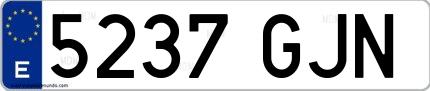 Ejemplo de matrícula española 5237 GJN