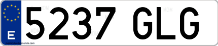 Ejemplo de matrícula de coche ordinaria 5237 GLG