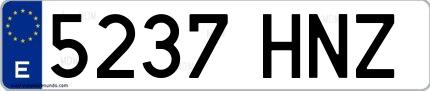 Ejemplo de matrícula española 5237 HNZ