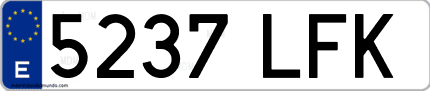 Ejemplo de matrícula de coche ordinaria 5237 LFK