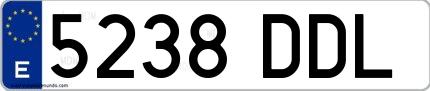 Ejemplo de matrícula española 5238 DDL
