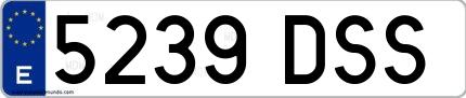 Ejemplo de matrícula española 5239 DSS
