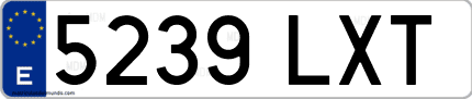 Ejemplo de matrícula de coche ordinaria 5239 LXT