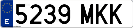 Ejemplo de matrícula de coche ordinaria 5239 MKK