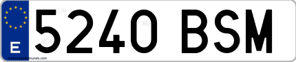Ejemplo de matrícula de coche ordinaria 5240 BSM