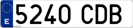 Ejemplo de matrícula de coche ordinaria 5240 CDB