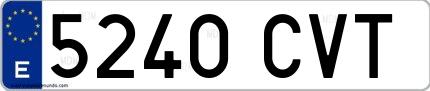 Ejemplo de matrícula española 5240 CVT