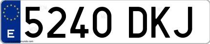 Ejemplo de matrícula española 5240 DKJ