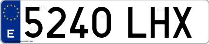 Ejemplo de matrícula española 5240 LHX