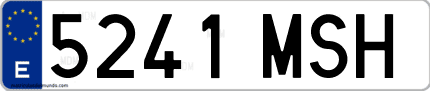 Ejemplo de matrícula de coche ordinaria 5241 MSH