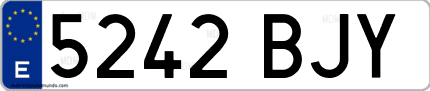 Ejemplo de matrícula de coche ordinaria 5242 BJY
