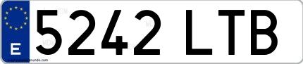 Ejemplo de matrícula española 5242 LTB