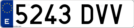 Ejemplo de matrícula de coche ordinaria 5243 DVV