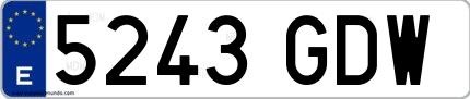 Ejemplo de matrícula española 5243 GDW