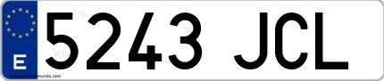 Ejemplo de matrícula española 5243 JCL