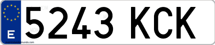 Ejemplo de matrícula de coche ordinaria 5243 KCK
