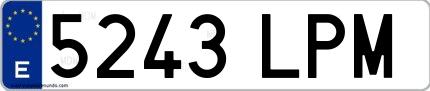 Ejemplo de matrícula española 5243 LPM