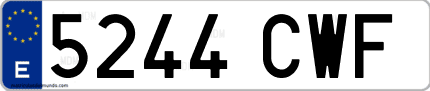 Ejemplo de matrícula de coche ordinaria 5244 CWF