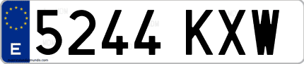 Ejemplo de matrícula de coche ordinaria 5244 KXW