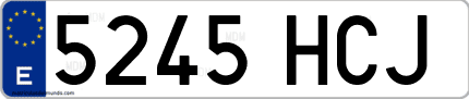Ejemplo de matrícula de coche ordinaria 5245 HCJ