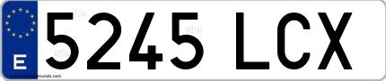Ejemplo de matrícula española 5245 LCX