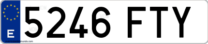 Ejemplo de matrícula de coche ordinaria 5246 FTY