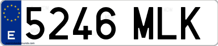 Ejemplo de matrícula de coche ordinaria 5246 MLK